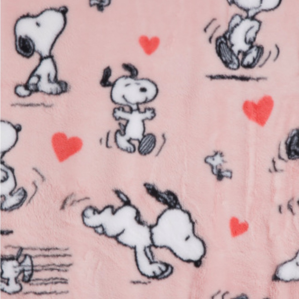 Snoopy Pink Blanket with Hearts Throw